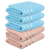 Kuber Industries Face Towel 1000 Gsm | Towels For Daily Use Workout Hand Towel | Lining Design | Pack Of 5 (Brown & Blue)