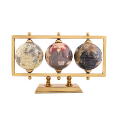 Globe For Office Table Rotating World Map For Kids Room Office Decor, 4 - Inch Diameter Globes With Black Metal Stand For Study Table (Gold Rectangle Frame) Pack Of 1