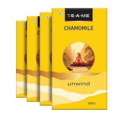 TE-A-ME Unwind Chamomile Tea - Pack Of 4 X 100 Infusion Tea Bags | Chamomile Tea For Good Sleep - Caffeine Free, Biodegradable | Packaging Might Vary