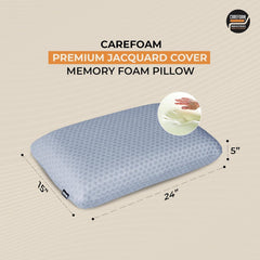 Orthopedic Memory Foam Pillow For Comfortable Sleep, Grey - 24 X 15 X 5 Inch | For Neck & Shoulder Pain Relief With Removable Zipper Grey Jacquard Cover | Back, Stomach Sleepers - Pack Of 2