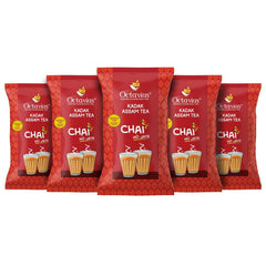 Octavius Kadak Masala Assam Tea - Pack Of 5 X 1 Kg, 35.2 Ounce Each | Garden Fresh Extra Strong Assam Tea - Kadak Chai Patti | Caffeine Free Refreshing Spiced Chai Patti