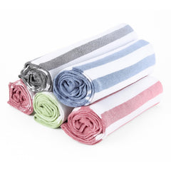 VäRde Premium Handloom Bath Towels 180 Gsm | Towel For Men & Women | Striped & Solid Pattern (Black, Blue, Red, Green & Pink, Set Of 5)
