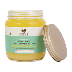Natural Himalayan A2 Cultured Bilona Badri Cow Ghee By Hetha | Good Source Of Energy & Nutrients Healthy Desi Ghee With Rich Aroma | (500ml) 16.9 Ounce | Jar Pack