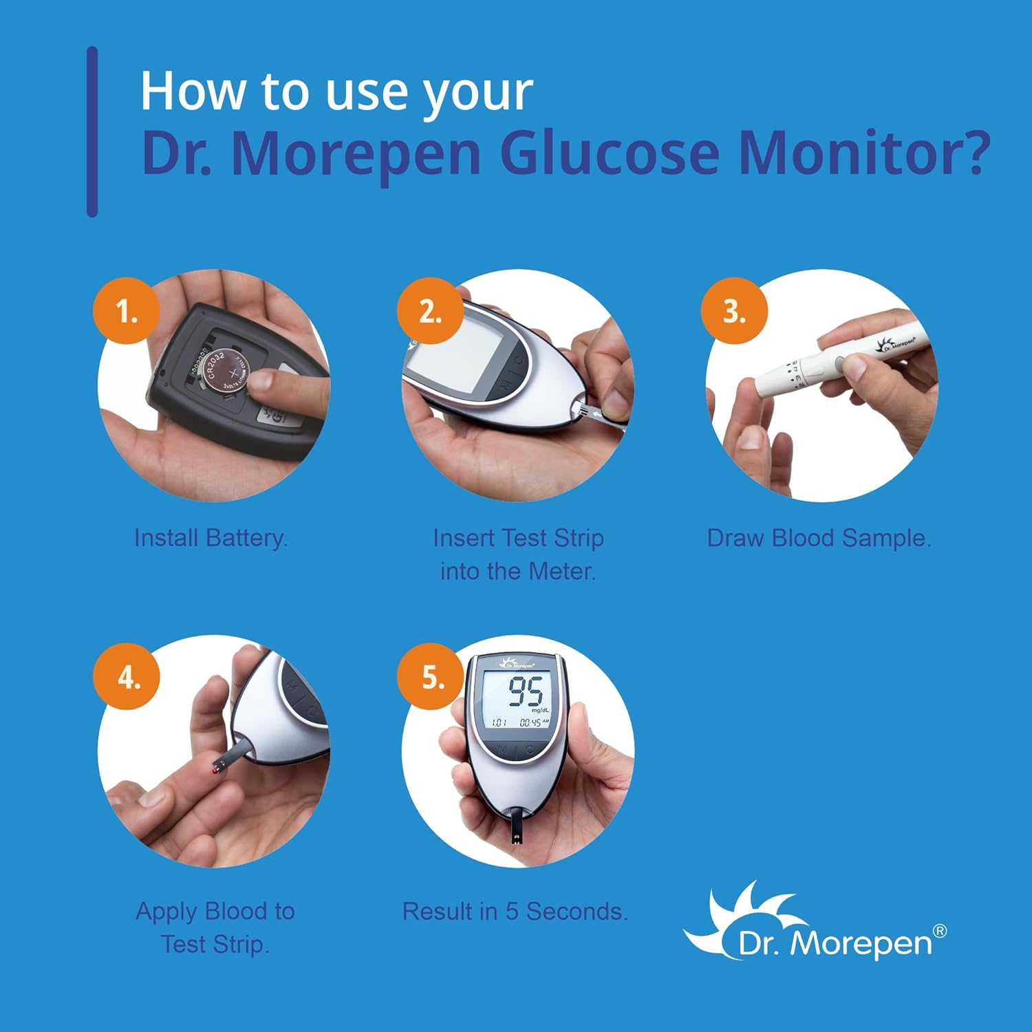 Dr. Morepen GlucoOne Blood Glucose Monitor Model BG 03 with 25 Strips Dr. Morepen GlucoOne Blood Glucose Monitor Model BG 03 with 25 Strips