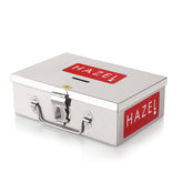 Stainless Steel Cash Box For Shop Counter Drawer, Medium Locking Metal Box For Cash With 4 Compartments For Adults, Colour - Silver