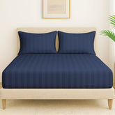 100% Cotton 1 Double Bedsheet For King Size With 2 Pillow Covers | 78 X 72 Inches, Navy Blue - 130 Thread Count Soft & Comfortable | Ideal For Guest Room, Hotel