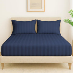 100% Cotton 1 Double Bedsheet For King Size With 2 Pillow Covers | 78 X 72 Inches, Navy Blue - 130 Thread Count Soft & Comfortable | Ideal For Guest Room, Hotel