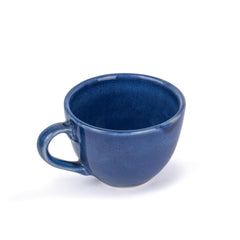 Ceramic Tea Cups Set Of 6 - Blue Reactive, 200ml Each | Tea Cup Set With Glossy Finish - Ceramic Tea Cup Set | Tea Cups Only - Microwave Safe & Dishwasher Safe