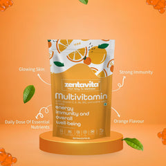 Zentavita Multivitamin Gummies For Adults With Vitamin C, E, B6, B12 & Iodine With Inositol | For Energy, Immunity & Overall Well - Being | 30 Gummies , 150gm 0.3lbs