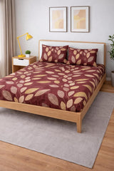 Elastic Fitted Bedsheet Queen Size With 2 Pillow Covers - 60 X 78 Inches, Brown | Lightweight, Soft & Comfortable | Durable & Long Lasting Wrinkle Resistant Fabric