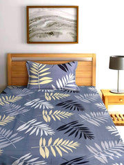 Printed Single Size Bedsheet With 1 Pillow Cover (36 X 78 Inches, Grey) | All Around Elastic Fitted Bedsheet | Soft Touch, Wrinkle Resistant, Skin Friendly