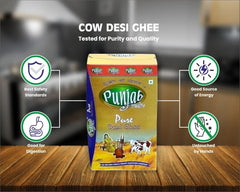 Natural Pure Cow Desi Ghee By Punjab Fresh | Rich In Vitamins A, E Healthy Desi Ghee Helps Improving Digestive System | (1 Litr) 33.8 Ounce | Box Pack