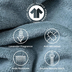 Feather & Spun Organic Cotton Bath Towel 650 Gsm | Lavender Fragrance Gots Certified Anti Microbial Fade Resistant Double Needle Stitch Towel (Mint Breeze)