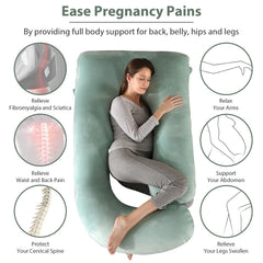 Pregnancy Pillow, Full Body Maternity Pillow For Sleeping, Velvet Light Green | For Back, Hips, Legs, Belly For Pregnant Women | Removable, Washable Cover, Comfortable & Soft Pillow