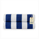 Lane Linen 100% Cotton Large Bath Towels 1000 Gsm | Cabana Stripe Bathroom Towels | Highly Absorbent, Soft & Quick Dry Towels - Blue (Pack Of 2)