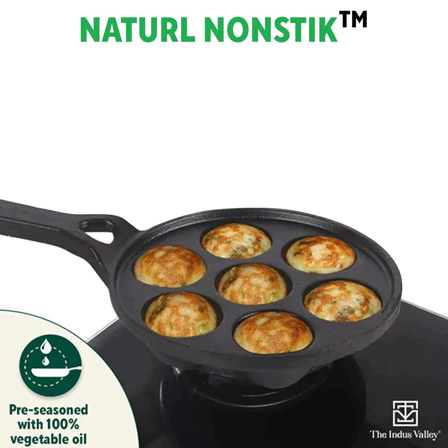 Super Smooth Black Cast Iron Paniyaram Pan With Long Handle - 7 Pits, 21cm, 8.3 Inch, 1.9 Kg | Nonstick, Pre-Seasoned Appe Or Paddu Pan, 100% Pure & Toxin-Free, No Chemical Coating Super Smooth Black Cast Iron Paniyaram Pan With Long Handle - 7 Pits, 21cm, 8.3 Inch, 1.9 Kg | Nonstick, Pre-Seasoned Appe Or Paddu Pan, 100% Pure & Toxin-Free, No Chemical Coating
