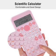 EooCoo 2-Line Standard Scientific Calculator, Cute Desk Accessories, Portable and Cute School Office Supplies, Suitable for Primary School to College Student Use(Pink)