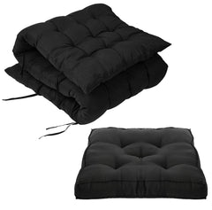 Microfiber Soft Cushion, Long & Square Chair Pad Cushion, Black - 46 X 16 Inches | For Indoor & Outdoor Home Office Décor | Rocking Chairs Pad, Washable, Model No - Kubmart11923, Set Of 2