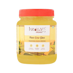 100% Natural Cow Ghee By Krisa Organic | Rich In Nutrients & Vitamins A, D Healthy Pure Desi Ghee Good For Bakes Cookies | (1 Litre) 33.8 Ounce | Jar Pack
