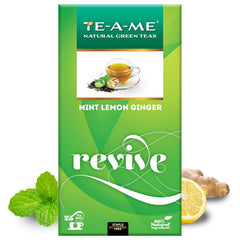 TE-A-ME Mint, Lemon & Ginger Revive Green Tea - 25 Tea Bags | Boosts Immunity & Metabolism - 100% Natural Ingredients