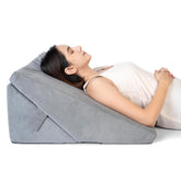Wedge Pillow For Back Support, Velvet Grey Color, XL Size - 24 X 24 X 12 Inch | Adjustable Memory Foam Bed Wedge Pillow For Sleeping, Acid Reflux, Gerd, Snoring, Pregnancy, Soft Pillow