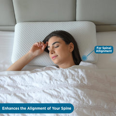 Cervical Memory Foam Pillow, For Neck Pain Relief, White, Standard Size - 23 L X 14.5 W X 4 H Inch | Neck & Head Support, Orthopedic Pillow, Washable Cover | Contour Pillow - Pack Of 2