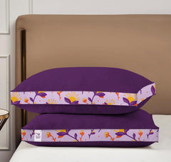 Soft Microfiber High Loft Pillow, Neck Support, Sleep Well In 43 X 69 Cm | Printed Gusset Of Extra 5 Cm Height For Soft Comfortable Sleep, Violet Whisper | Bed Pillow, Supportive - Set Of 2