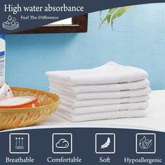 Fresh From Loom Cotton Face Towel 900 Gsm (White) - Set Of 6