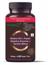 Aarogya360 Digestive Enzymes, Betaine Hcl, Pepsin, Gentian Bitters | 60 Capsules, 100gm 0.2lbs