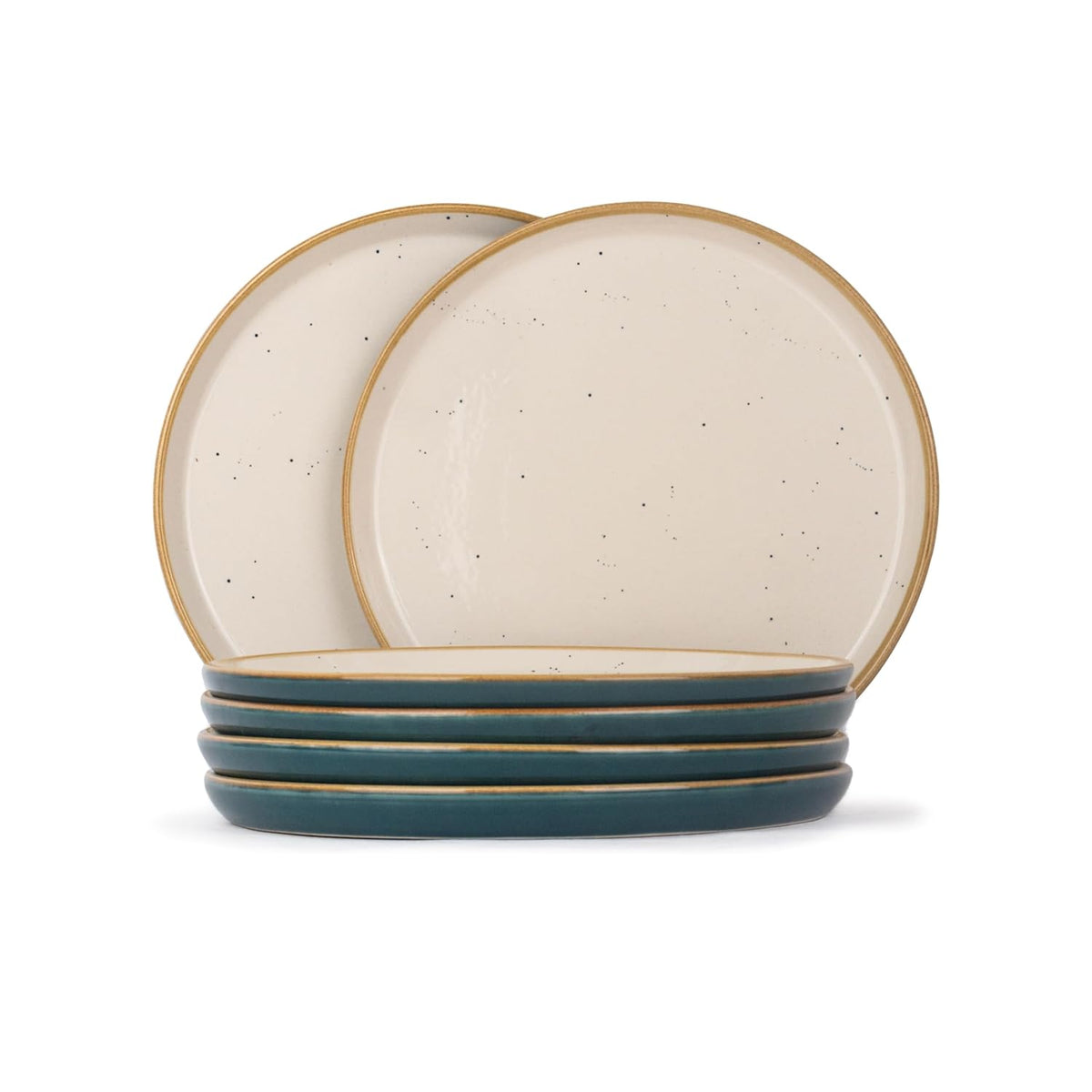 Ceramic Dinner Plates Set Of 6 Pieces, Teal Ivory Slow Series | Ceramic Plates Set - Glossy Finish Plate Set | Ceramic Dinner Plates - Plates Set For Dinner | Microwave Safe & Dishwasher Safe