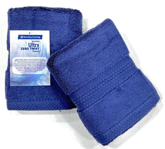 Bombay Dyeing Ultrx Zero Twist Plain Cotton Hand Towel 400 Gsm (Navy Blue)- 2 Piece