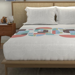 Bedsheet For Double Bed With 2 Pillow Covers - 90 X 100 Inches, White & Peach | 100% Cotton Comfort Collection | Ideal For Guest House, Hotel, Home