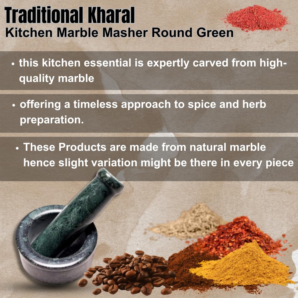 Green Marble Khal Batta - Mortar & Pastel | Traditional Kharal Grinder - Imam Okhli Musal | Kitchen Marble Masher Round (4 X2.5 Inch) Green Marble Khal Batta - Mortar & Pastel | Traditional Kharal Grinder - Imam Okhli Musal | Kitchen Marble Masher Round (4 X2.5 Inch)