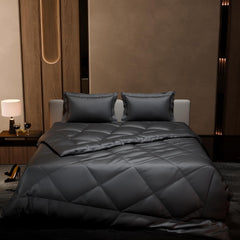Comforter Set With Double Bedsheet & Pillow Covers - 90 X 100 Inches, Dark Grey | Complete Bedding Set, Ideal Gifts For Couples, Bedroom Home Furnishing, Date Night