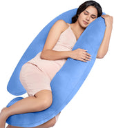 Full Body G Shape Pregnancy Pillow For Women, Maternity Pillow, Sky Blue Color | Pillow Gift For Pregnancy Sleeping, Premium Velvet Cover With Zip | Adjustable, Washable, Multipurpose Pillow