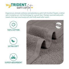 Trident Soft Comfort Air Rich 100% Cotton Bath Towels 500 Gsm | Large Size Bathroom Towels For Men/Women (Charcoal)