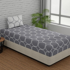 Single Bed Sheet Size - 55 X 88 Inches With 1 Pillow Covers, Grey & White | Wash Dark Colors Separately | Lightweight, Soft, & Comfortable Bedsheet