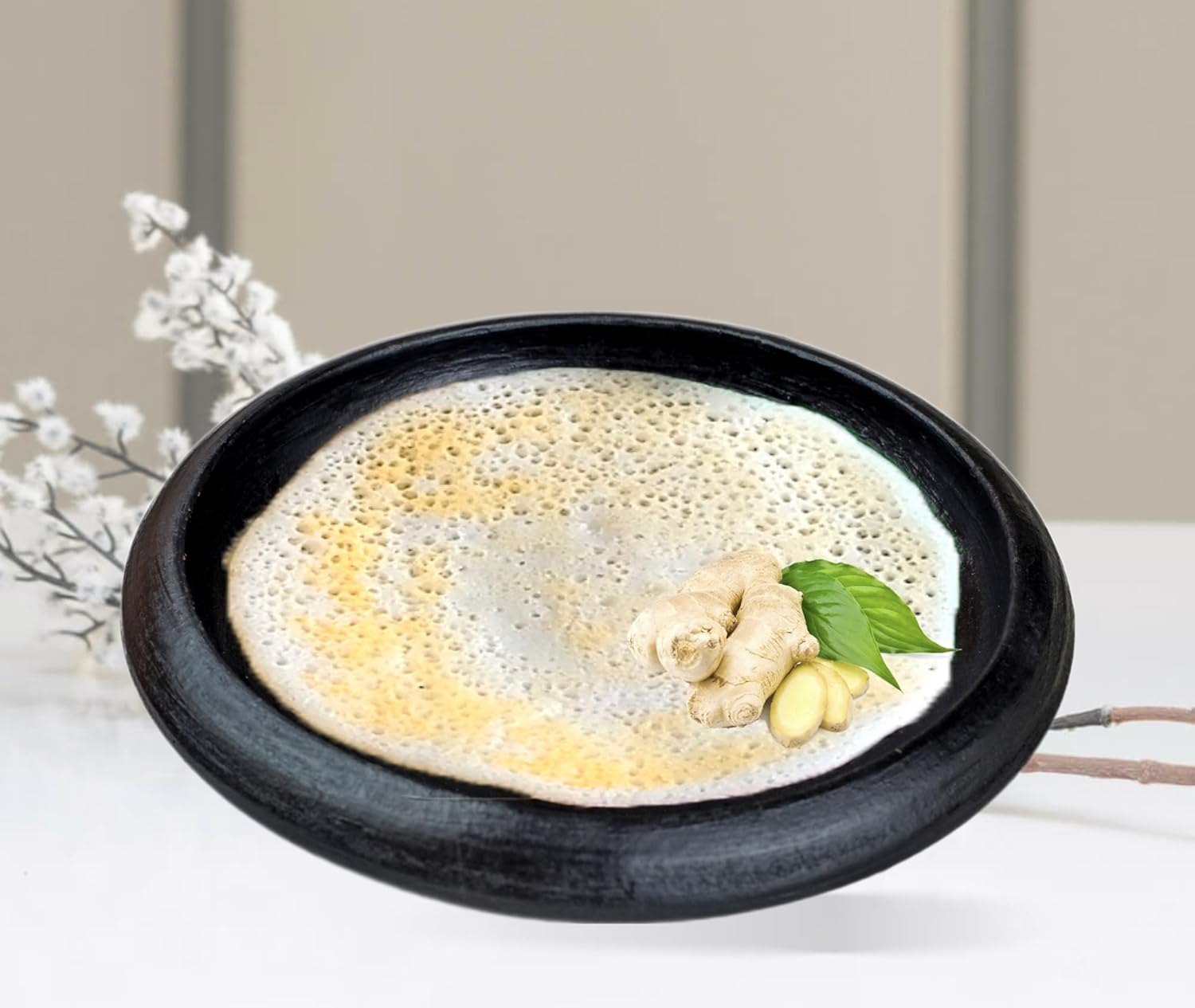 Deep Burned Uncoated Clay Tawa Or Mitti Pan For Cooking & Serving With 2 Wooden Spatulas Complimentary - Black, 10 Inches | Pre-Seasoned Mud Tava - Unglazed, Double Fired, Hand Crafted Deep Burned Uncoated Clay Tawa Or Mitti Pan For Cooking & Serving With 2 Wooden Spatulas Complimentary - Black, 10 Inches | Pre-Seasoned Mud Tava - Unglazed, Double Fired, Hand Crafted