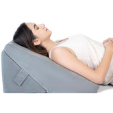 Wedge Pillow For Back Support, Velvet Grey Color, XL Size - 22 X 22 X 12 Inch | Adjustable Memory Foam Bed Wedge Pillow For Sleeping, Acid Reflux, Gerd, Snoring, Pregnancy, Comfortable