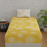 1 Single Bedsheet With 1 Pillow Cover | Durable & Long Lasting Fabric, Easy Hand & Machine Wash | Size - 55 X 88 Inches, Yellow & White