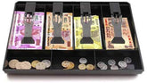 Abs Cash Tray, 4 Cash, Bills & 3 Coin Compartment Cash Drawer Safe Box, Colour - Black, Lock Type - Manual Lock, Special Feature - Waterproof