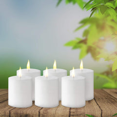 PILLAR CANDLES 3 INCH WHITE UNSCENTED CANDLES | BURNING TIME 35 HOURS | SET OF 6