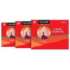 TE-A-ME Classic Assam Rise Tea - Pack Of 3 X 100 Tea Bags | Full-Bodied Taste, Rich & Bold Flavor