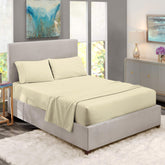 1 Fitted Elastic Bedsheet For King Size With 2 Pillow Covers - 108 X 108 Inches, Ivory | Easy Care Instructions For Long-Lasting Elegance