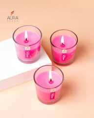ROSE FRAGRANCE VOTIVE GLASS CANDLES | BURNING TIME 12 HOURS | BEST GIFT SET OF 3