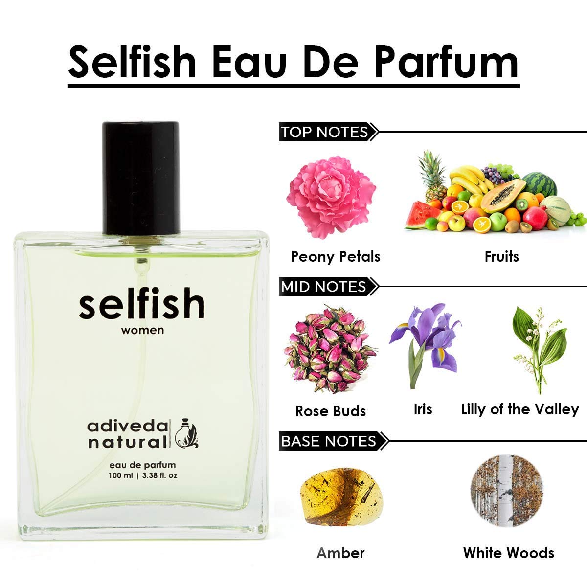 Adiveda Natural Selfish Eau De Parfum 100ml 3.38 Fl.oz. | Long Lasting Floral Perfume For Women | Ideal For Gifting Adiveda Natural Selfish Eau De Parfum 100ml 3.38 Fl.oz. | Long Lasting Floral Perfume For Women | Ideal For Gifting