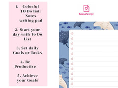 A5 Notes/To Do List Notepad, Beautiful Checklist Pad, Tear-Off Sheets (Fish, Blue) Pack Of 1