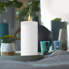 WHITE PILLAR CANDLE UNSCENTED | BURNING TIME 90 HOURS | ROUND CANDLE