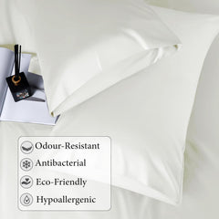 Satin Fitted Solid Bedsheet King Size With 2 Pillow Cover - 72 X 78 X 10 Inches, Cream | Lightweight & Breathable, Perfect For All Seasons