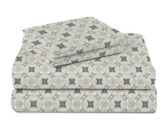 100% Cotton Feel Bedsheets With 2 Large Size Pillow Covers | 90 X 100 Inches, Grey & White - Double Bed King Size | Soft & Breathable & Wrinkle Free Premium Printed Design